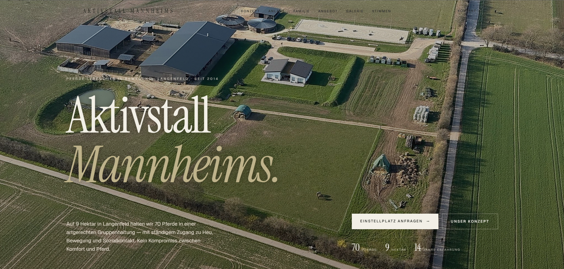 Aktivstall Mannheims — Screenshot der Website